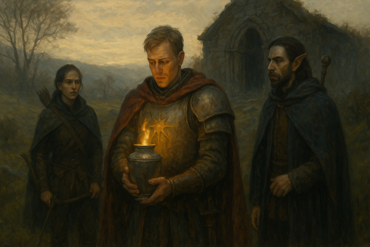 les 3 aventuriers devant une urne